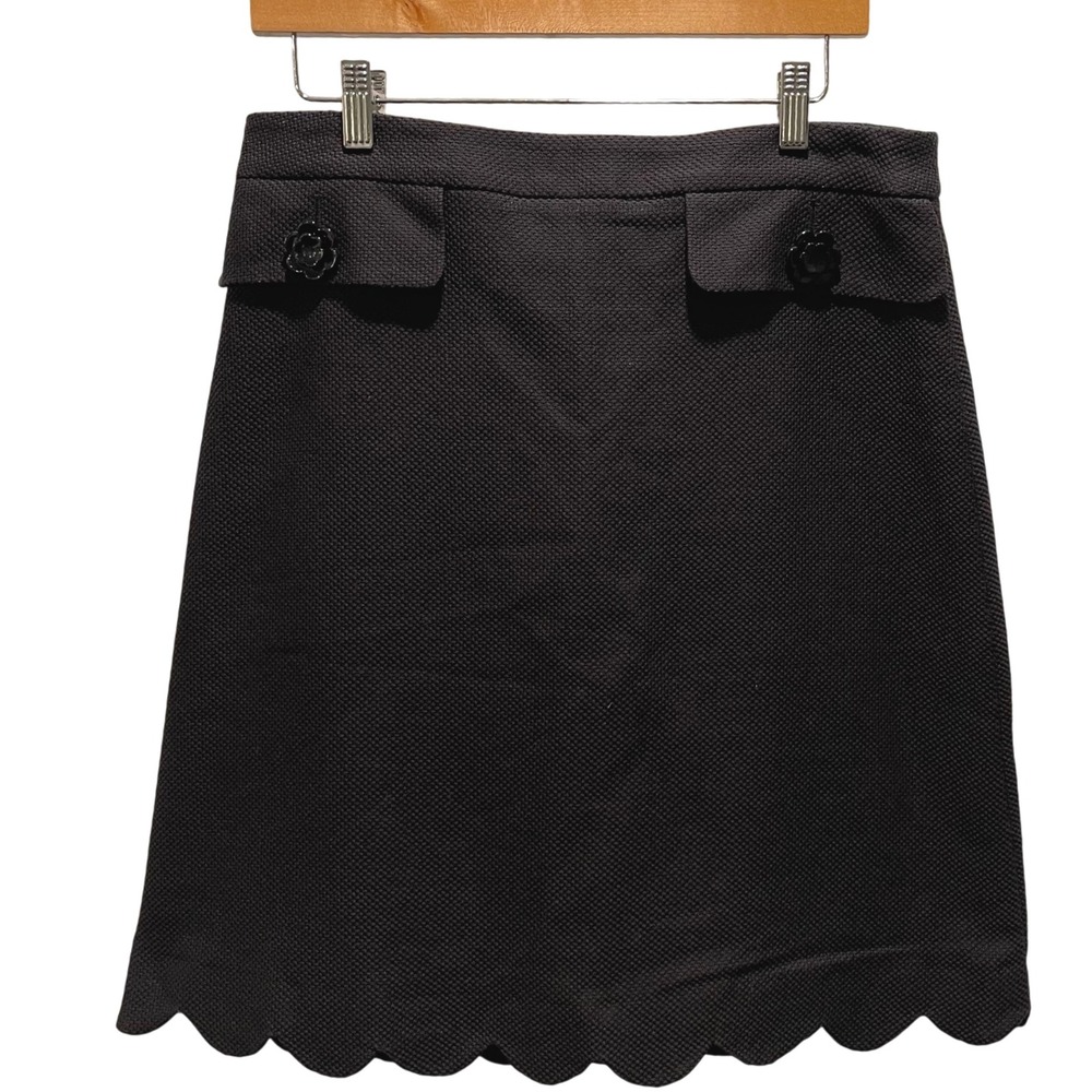Maison Common Black Textured A-Line Scalloped Hem‎ Mini Skirt Size 38 
US 8